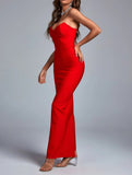 Women's Explosive Sexy Long Evening Dress Body Wrapping Party Temperament Banded Dress Black 68HZ