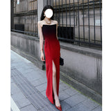 French Gradient Chest Dress Women's New Famous And Female Party Party Dress Design Small Crowd Long Dress 68HZ