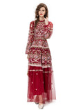 High-End Women's Dress 2024 Early Spring New Heavy Industry Embroidery Flower Bow Yarn Dress 68HZ