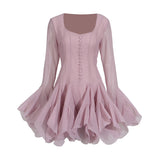 Sexy Famous Short Group 2025 New Fashion Niche Splicing Mesh Folds High-End Feel Dress Women's Summer 68HZ