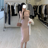 Korean Temperament Elegant Woman Body-Bodying And Hip-A-Word Shoulder-Wielt Dress Women's Banquet French Bag Hip Dress 68HZ