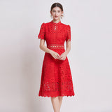 Temperament-Éí-In-So-Potted Lace Dress 2025 Spring/Summer New French High-End Squeer Hook Water-Soluble Lace Dress 68HZ
