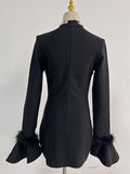Sexy Elegant Spring 2025 New Fashion Half-High-Necked Diamond Horn Sleeves With Dress Woman 68HZ