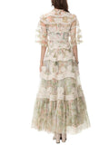 Spring/Summer 2024 New Short Sleeves Vintage Printed Yarn Ear Printed Dress Dress Dress 68HZ