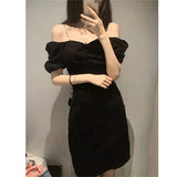 2025 Spring And Summer Small Shoulder Collarbone Shoulder Dress Hepburn Hottie Wearing Slings Pure Lust Wind 68HZ