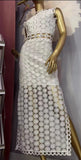 Design Sexy Hollow Water-Soluble Flower Body Sleeveless Fork Short-Sleeved Dress Long Dress New Spring And Summer 68HZ