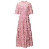 Heavy Industry Lianglid Leafs Pink-Senage Princess Style Dresses Summer Women's New 2024 68HZ
