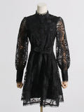 French Court Style Dress 2025 Spring New Embroidery Lace Niche Design Feeling Waist Thin Dress Woman 68HZ