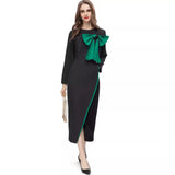 Round Collar Bud Bow Long Sleeve Sexy Open Fork Bag Cleni Pencil Mid-Long Dress Women's New Autumn And Winter 2024 68HZ