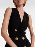Wang Xinling With A Small Fragrant Style V-Neck Suit Dress Sleeveless Vest Hepburn Style Small Black Dress 68HZ