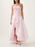Sexy Fashion Open-Fork Dress 2025 New Three-Dimensional Flower Collage Design Shoulder Dress Summer 68HZ
