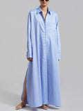 Simple Korean Casual Style Dress 2025 New Collar High-End Solid Color Design Shirt Long Dress Women's Summer 68HZ