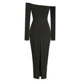 New Sexy Bosom Long Dress Body-Dexing Fashion Decoration Flower Opening Dress Dress Woman 68HZ