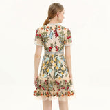 2025 Summer New Women's Round-Neck Short-Sleeved Embroidered Fashion Dress 68HZ