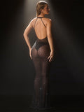 High-End Women's New Sexy Bare Back Perspective Hanging Neck Ass Hot Dress Dress Dress 68HZ
