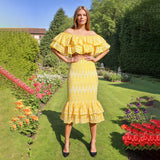 Fashion Temperament Suit Women 2025 Early Spring New Design Embroidery One-Word Shoulder Coated Hip Skirt Two Sets 68HZ