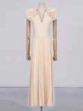Famous Windy Big Flower Dress Dress 2025 Summer New Sexy V Collar High-Rise 100-Fold Long Dress Woman 68HZ
