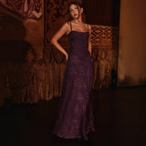 New Slings Tulle Formal Dress Women's Flower Lace Paste Long Ball Dress 68HZ