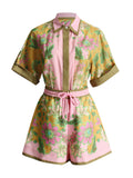 2025 New Unique Printed Design Shirt Top With Casual Shorts Niche Set Women's Fashion Two-Piece 68HZ