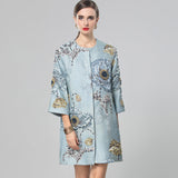 Famous Lady Temperament Heavy Industry Nail Ball Collar Seven-Sleeved Blue Coat Top Station Women's Autumn Winter 2024 68HZ