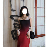 French Gradient Chest Dress Women's New Famous And Female Party Party Dress Design Small Crowd Long Dress 68HZ