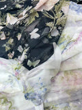Spring And Summer New Holiday Style Single Buckle V-Neck A-Shaped Belt Retro Printed Short-Sleeved Dress Chiffon 68HZ