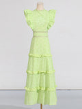Trendy Holiday Dress 2025 New Sleeveless High-Waist Embroidery Design Solid Color Round Collar Long Dress 68HZ