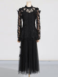 Temperament Famous Wind Two Sets 2025 Summer New Heavy Industry Embroidery Top Long Mesh Dress Dress Suit Woman 68HZ