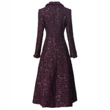 Heavy Industry Wool Long-Sleeved Sleeves Clame Collar Fashion Double Buckle Purple Coat Woman New Spring And Autumn 2025 68HZ