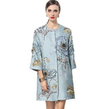 Famous Lady Temperament Heavy Industry Nail Ball Collar Seven-Sleeved Blue Coat Top Station Women's Autumn Winter 2024 68HZ