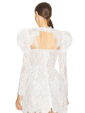 White Fashion Elegant Shoulder Long Sleeve Two-Set Lace Sexy Nail Beads Sling Dress 68HZ