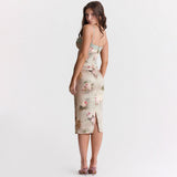 Women's New Sexy Lace Sling Skirt Bare Backpack Temperament High-Waisted Mid-Loan Dress Printed Dress Woman 68HZ