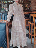 Spring 2025 New Embroidered Lace Long-Sleeved Blouse High-Waisted Half-Dress Fashion Suit Two Sets Of Female Fashion 68HZ