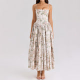 Hottie Sexy Print Sling Dress Summer Bodydressed Long Dress Temperament High-End Summer Beautiful Dress 68HZ