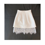 2025 New Sexy Lace Splicing Open Fork A-Word Skirt High Waist Thin Temperament Half-Dress Skirt Skirt 68HZ