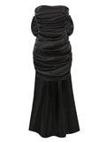 High-End Women's Black Sexy Folding Bag With A Thoracic Dress Can Be Removed With A Bow Trim Ribbon 68HZ