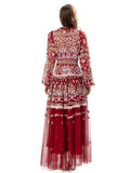 High-End Women's Dress 2024 Early Spring New Heavy Industry Embroidery Flower Bow Yarn Dress 68HZ