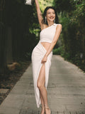 Shu Qi Same High-End Sexy Umbilical Sleeveless Dress Temperament Ass Open-Fork Dress Dress Dress 68HZ