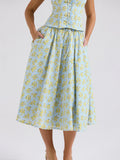 Temperament New Women's Summer Fashion Crummity Skirt High Waist Thin A-Character Skirt Holiday Hottie 68HZ