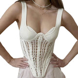 Sexy Tie Slings 2025 New Heavy Industry Weaving Low-Chest Collar Hollow Fluoroskeleton Vest Woman 68HZ