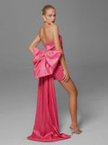 High-End Women's Sexy Folded Bag With Bosom Dress Temperament Detachable Large Bow Decoration 68HZ