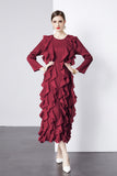 Spring And Summer 2024 New Dress Press Folding Leaves Side Three-Dimensional Decoration Loose Fashion Elegant Long Dress Commuter Women's Clothing 68HZ
