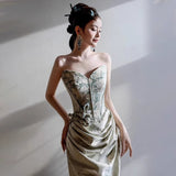 Engagement Banquet Evening Dress Female Senior Sense Light Luxury Niche Design Smeared Bride's Chinese Morning Gown Toasting 68HZ