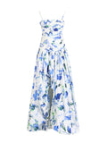 French Beautiful Dress 2025 Spring New Fashion Print Folding Bras Slimming Thin Open Fork Dress Women's Trend 68HZ