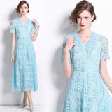 Dopamine Wears Pink Collar Sweet Lace Dress With High-Grade Tea-Smelled Style Long Dress 68HZ