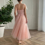 Pink Evening Dress 2025 New Summer Fine Shoulder Belt Mid-Long Ball Dress Birthday Long Wedding Party Dress 68HZ