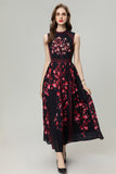 Spring/Summer 2024 New Red Vintage Print Stud Vest Black Dress Dress Dress Woman 68HZ