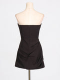 Sexy Babes Short Dress 2025 Spring New Fashion Design Fish Bone Splicing Folding Dress Dress Woman 68HZ