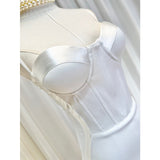Small Dress Dress With Three-Dimensional Chest Cushion Fish Bone Splicing Bag Opening Fork Medium-Long Sling Skirt 68HZ