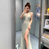 A Toasting Dress Girl Light Luxury Niche Senior Feeling Bride Out Of The Pavilion Banquet To Greet The Birthday Party Of The Dinner Dress Hanging Long Dress 68HZ